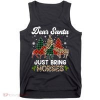 Dear Santa Just Bring Horses ELF Santa Leopard Christmas Tank Top thumb 0
