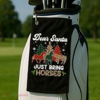 Dear Santa Just Bring Horses ELF Santa Leopard Christmas Golf Towel thumb 2