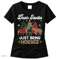 Dear Santa Just Bring Horses ELF Santa Leopard Christmas Women's T-Shirt thumb 0
