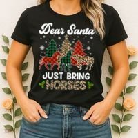 Dear Santa Just Bring Horses ELF Santa Leopard Christmas Women's T-Shirt thumb 2