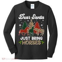 Dear Santa Just Bring Horses ELF Santa Leopard Christmas Kids Long Sleeve Shirt thumb 0