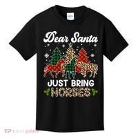 Dear Santa Just Bring Horses ELF Santa Leopard Christmas Kids T-Shirt thumb 0