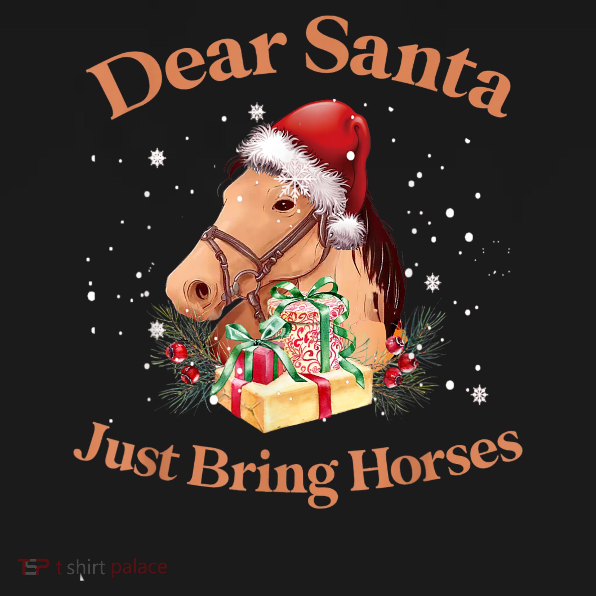 Dear Santa Just Bring Horses Christmas Horse Lovers Xmas T-Shirt