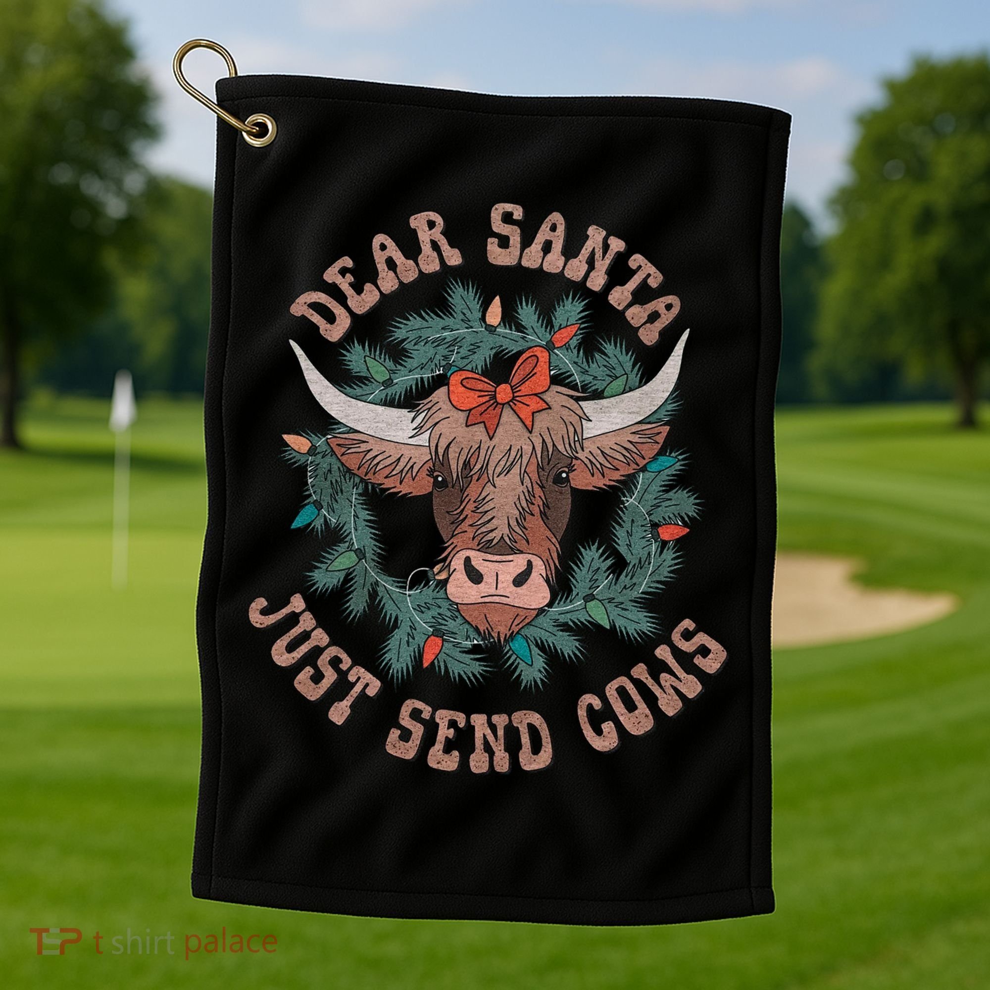 Dear Santa Just Send Cows Funny Gift Happy Merry Christmas Meaningful Gift Golf Towel