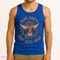 Dear Santa Just Send Cows Funny Gift Happy Merry Christmas Meaningful Gift Tank Top thumb 3