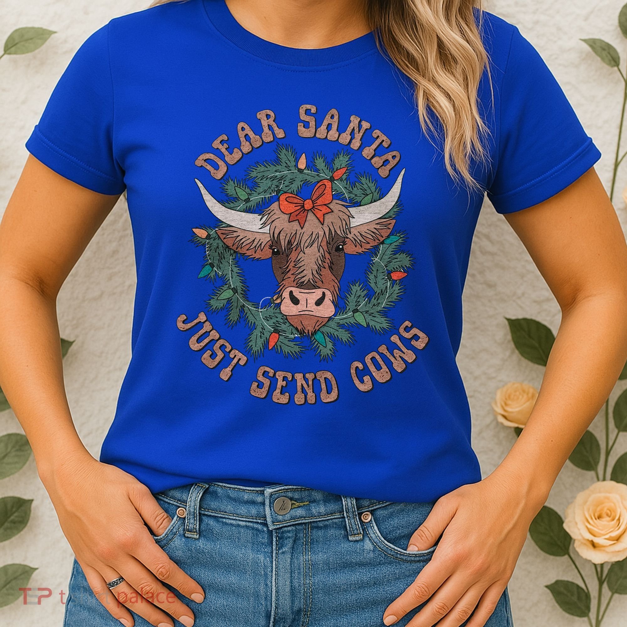 Dear Santa Just Send Cows Funny Gift Happy Merry Christmas Meaningful Gift Women's T-Shirt