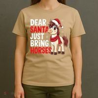 Dear Santa Just Bring Horses Horseback Rider Rodeo Christmas T-Shirt thumb 4