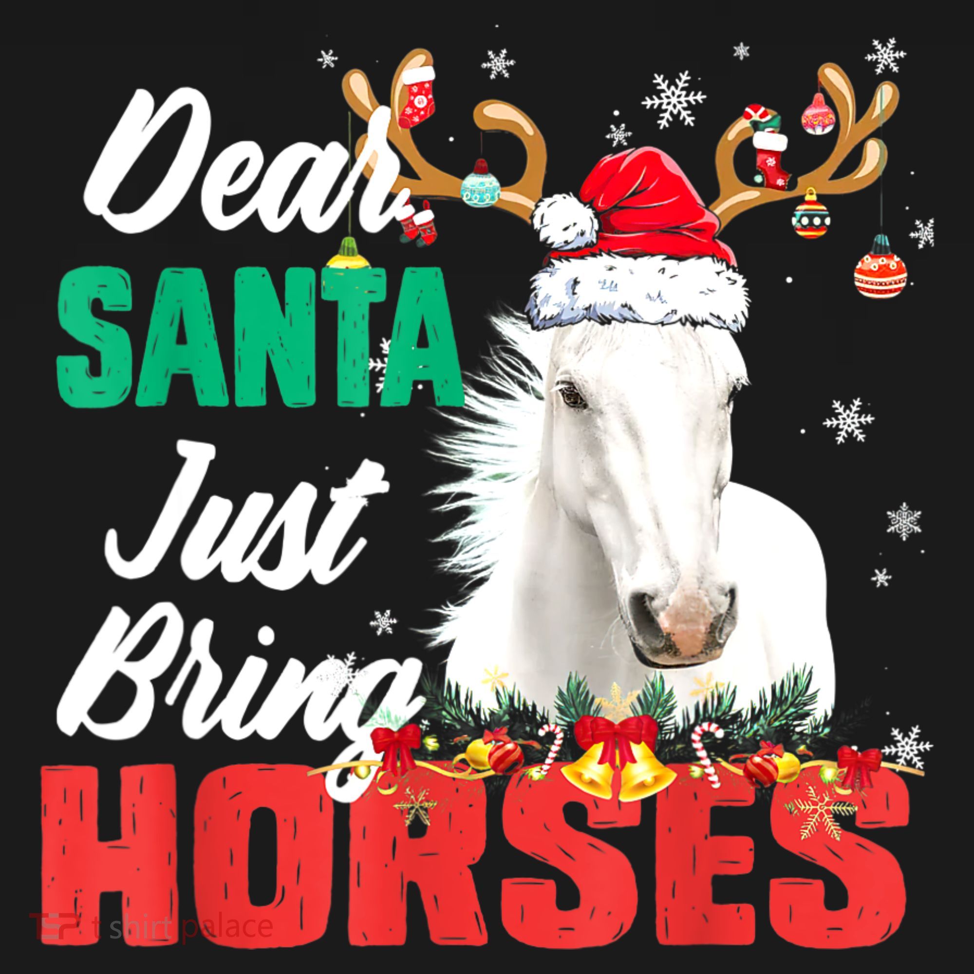 Dear Santa Just Bring Horses Lovers Christmas Xmas Women Women's Hoodie