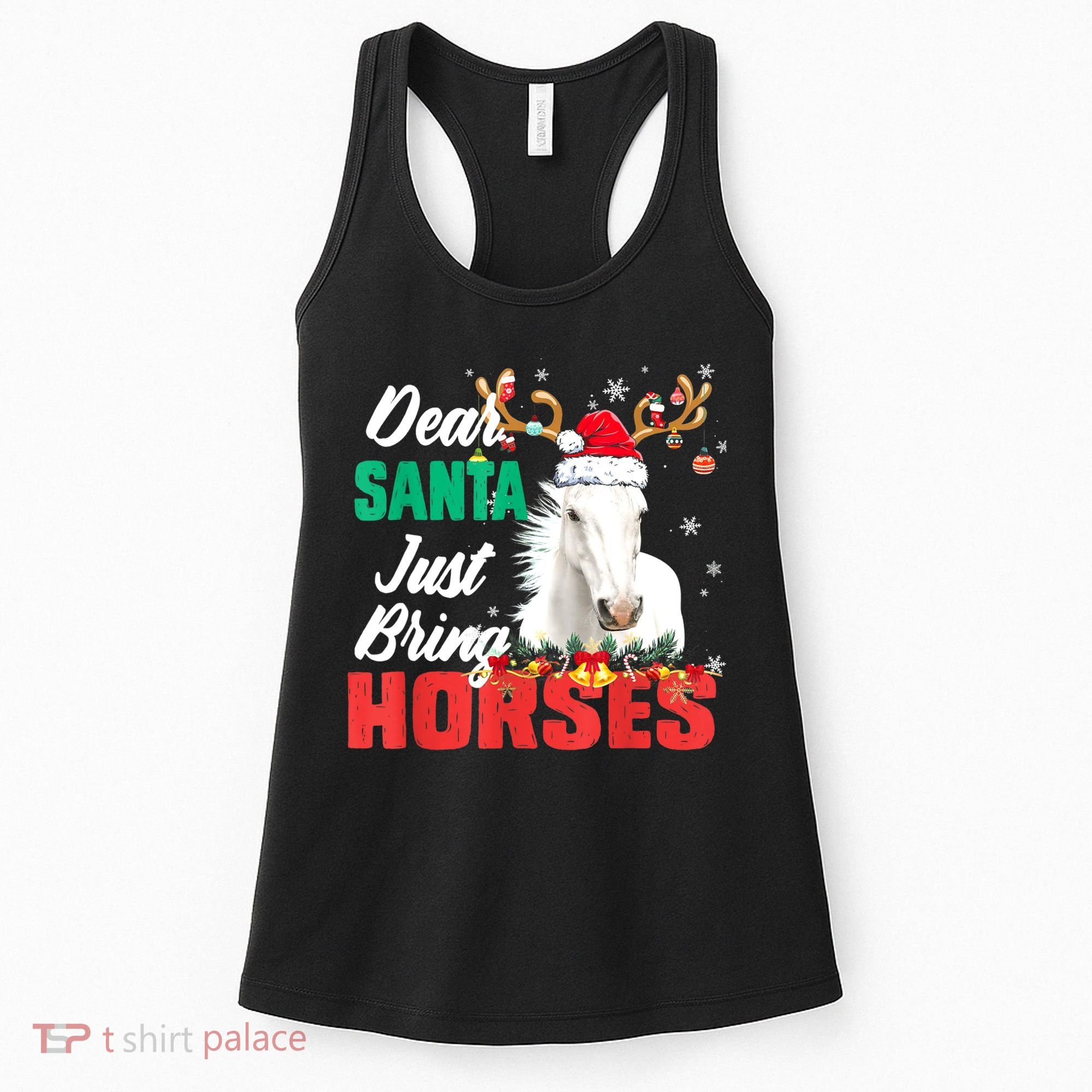 Dear Santa Just Bring Horses Lovers Christmas Xmas Women Women's Tank Top