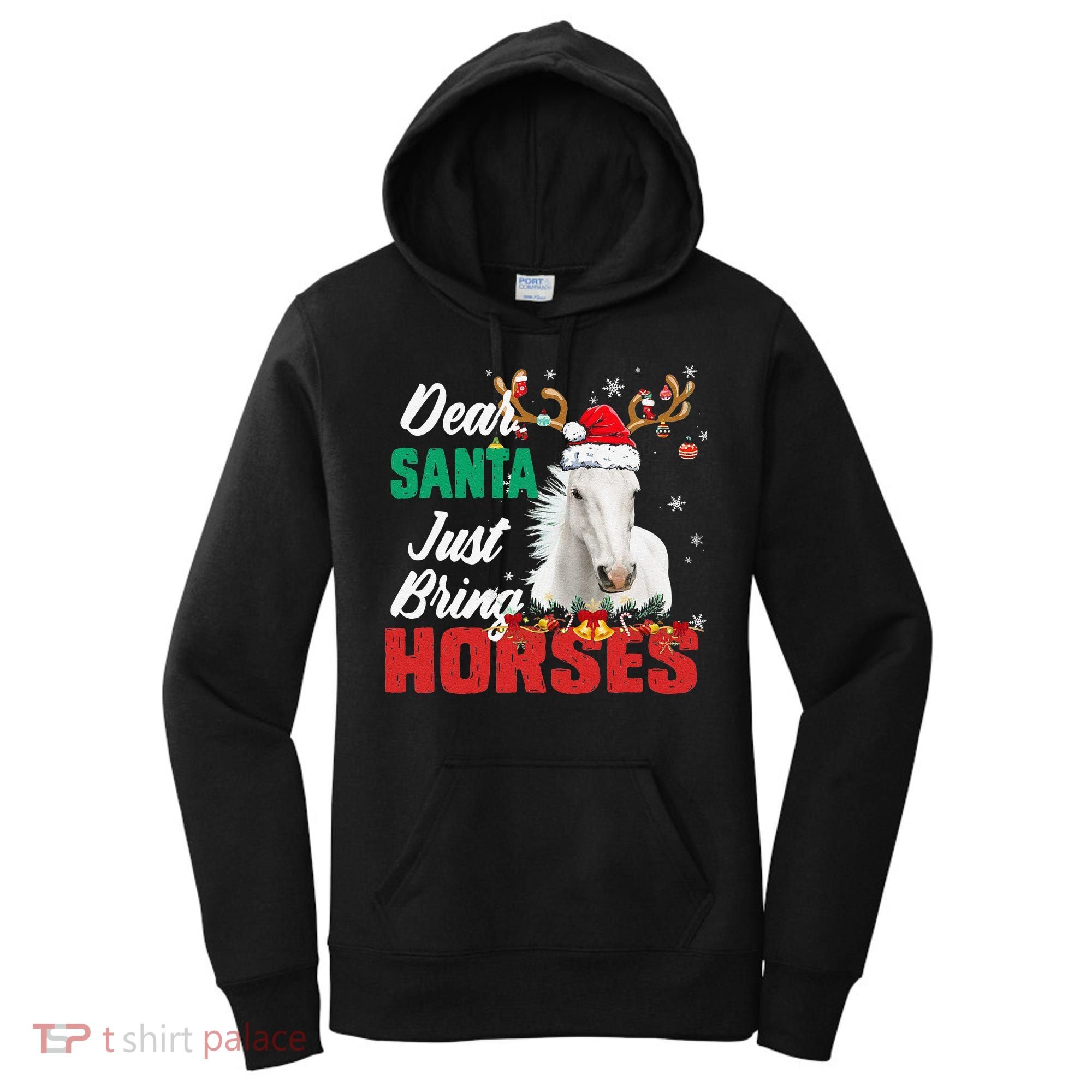 Dear Santa Just Bring Horses Lovers Christmas Xmas Funny Women's Hoodie