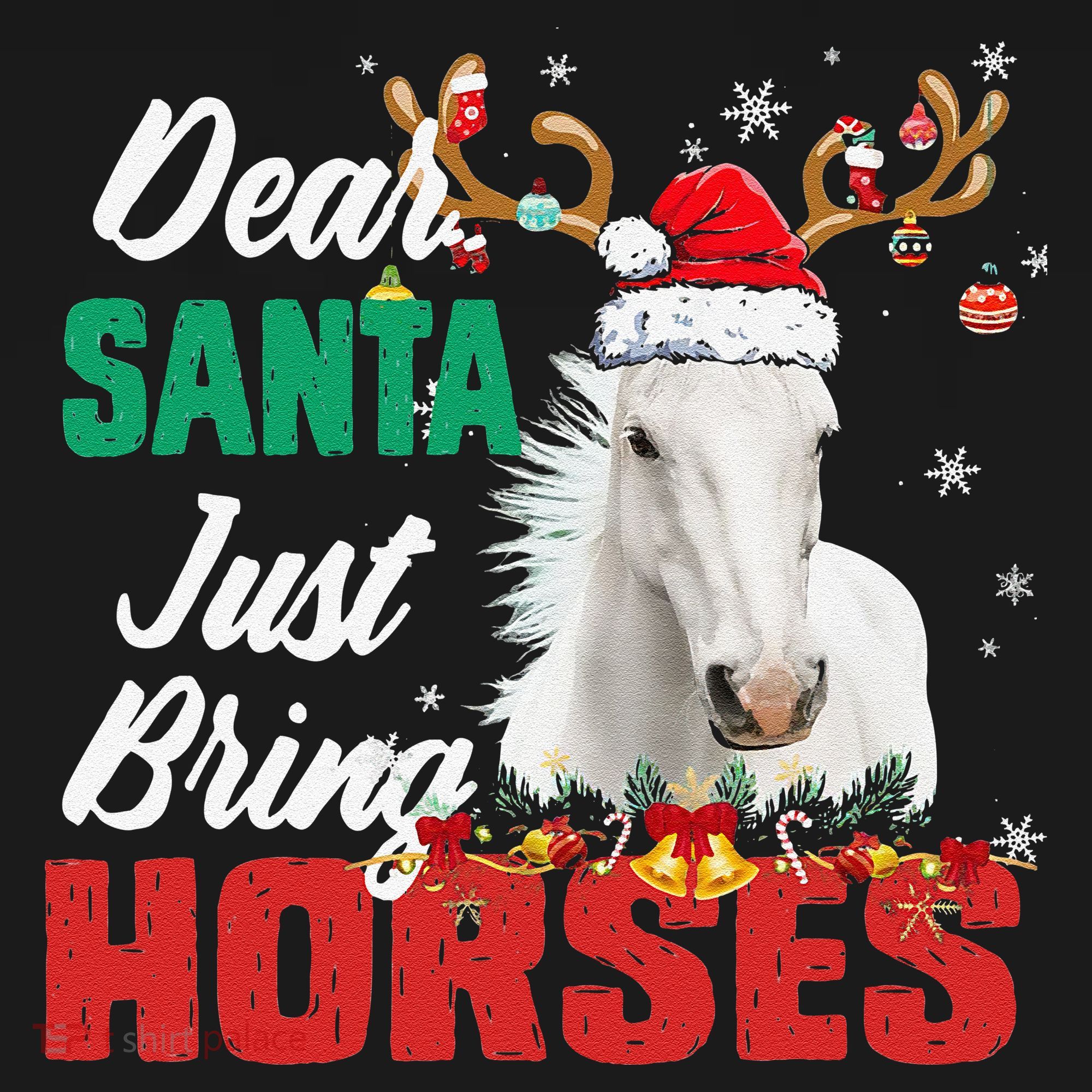 Dear Santa Just Bring Horses Lovers Christmas Xmas Funny Women's Hoodie