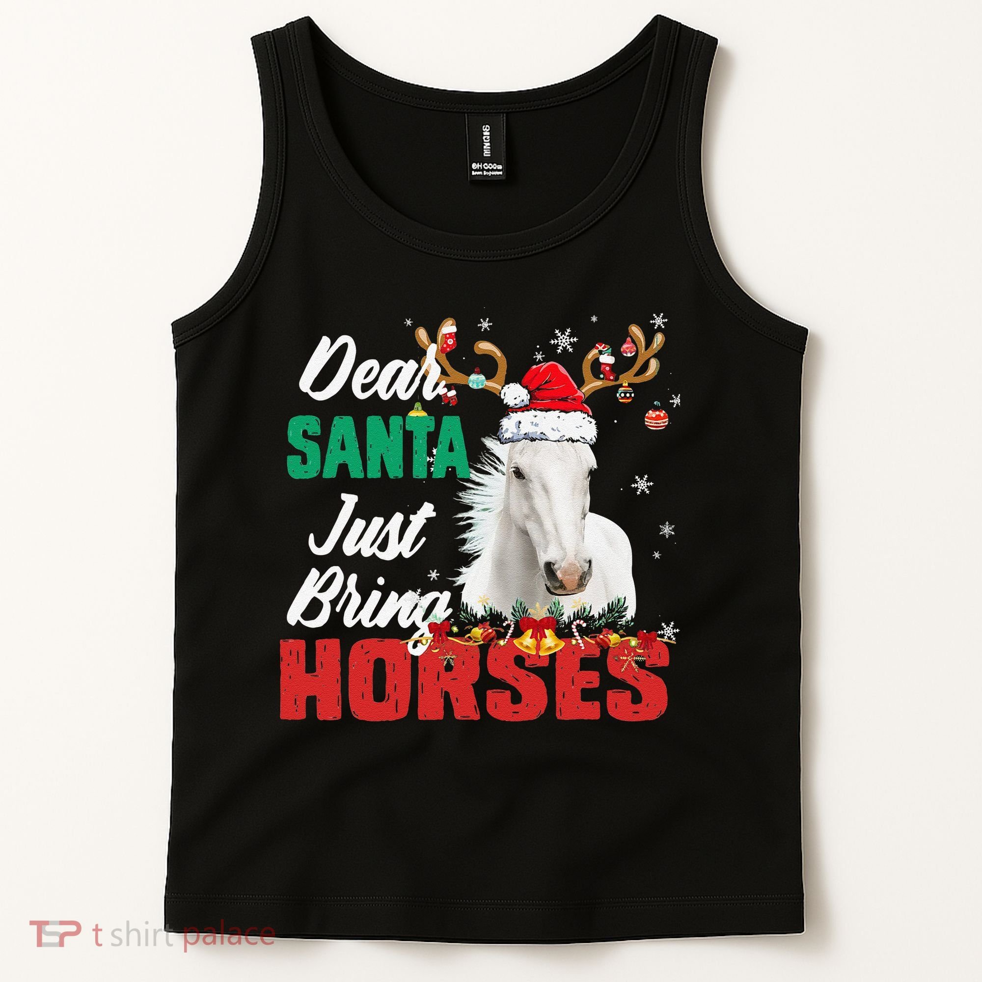 Dear Santa Just Bring Horses Lovers Christmas Xmas Funny Tank Top