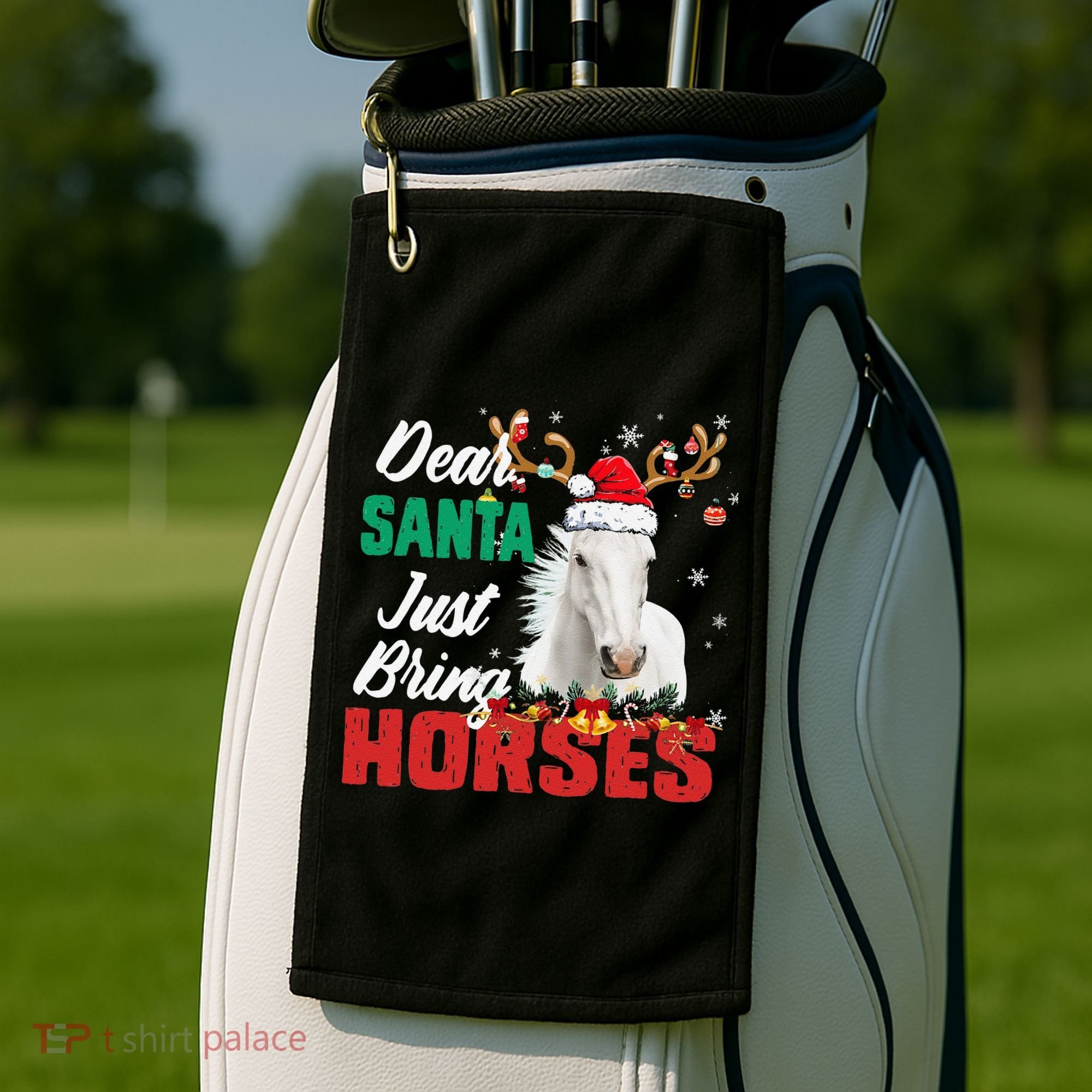 Dear Santa Just Bring Horses Lovers Christmas Xmas Funny Golf Towel