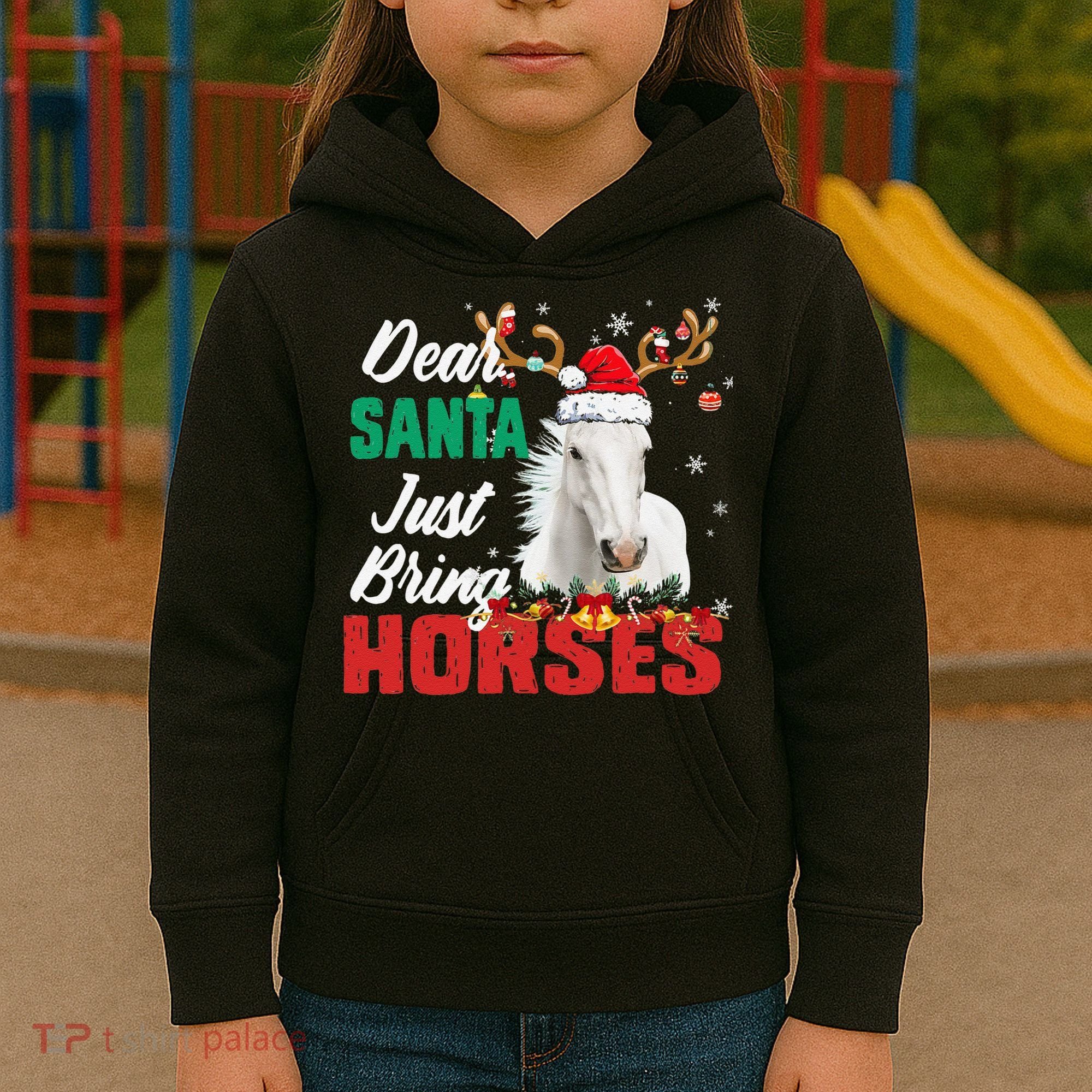 Dear Santa Just Bring Horses Lovers Christmas Xmas Funny Kids Hoodie
