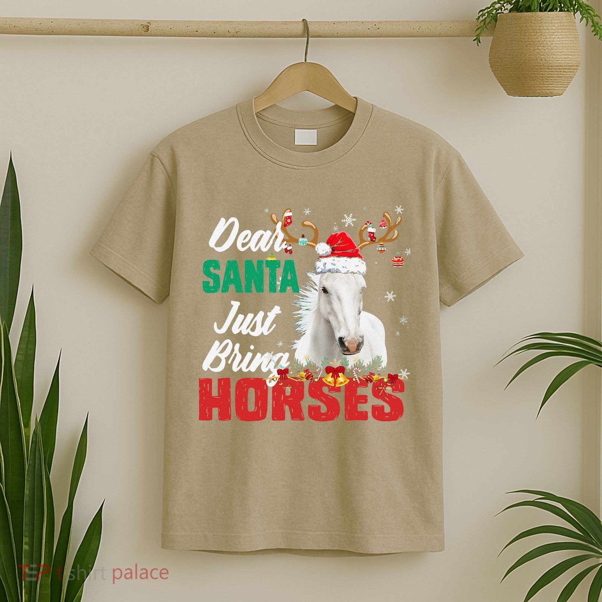 Dear Santa Just Bring Horses Lovers Christmas Xmas Funny T-Shirt