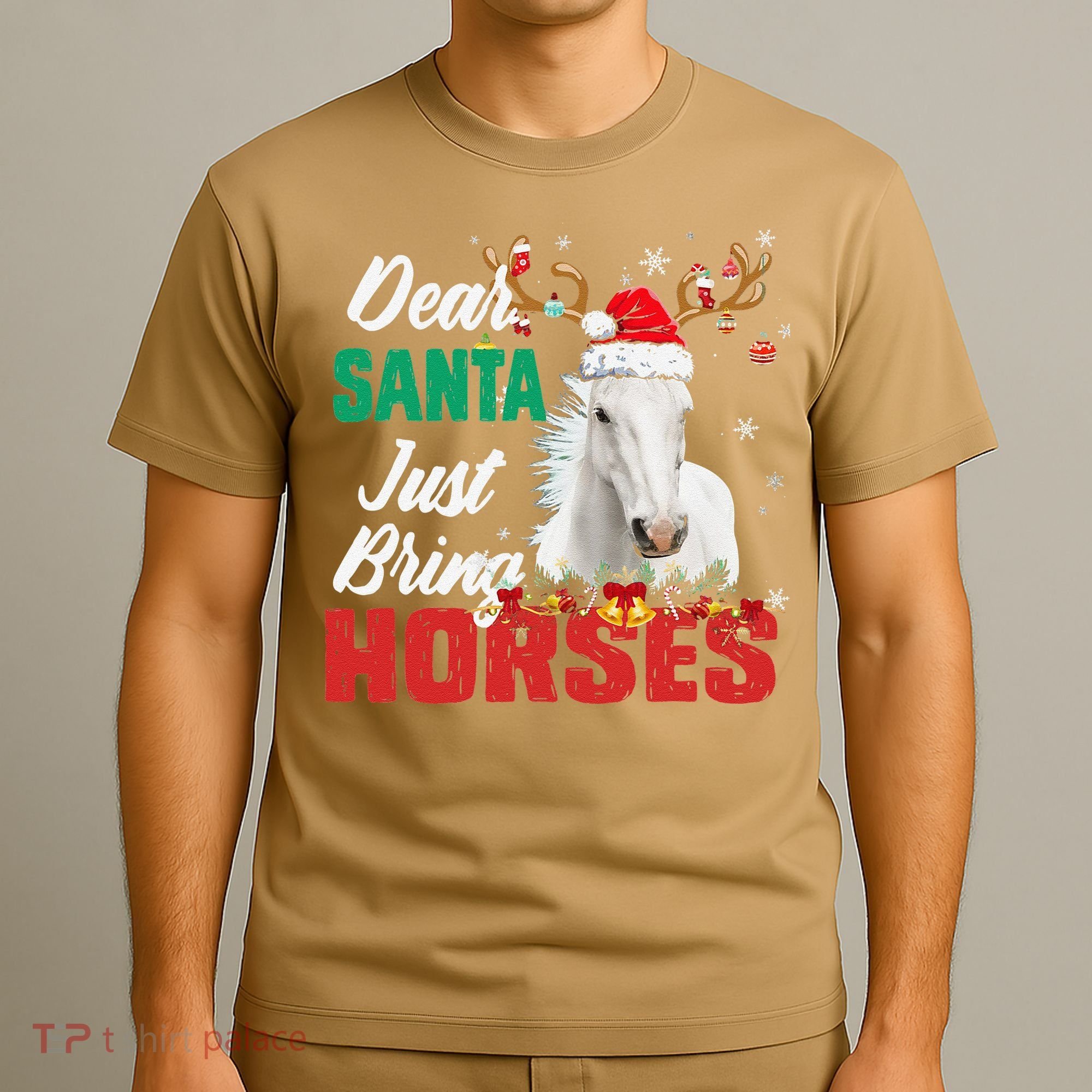 Dear Santa Just Bring Horses Lovers Christmas Xmas Funny T-Shirt
