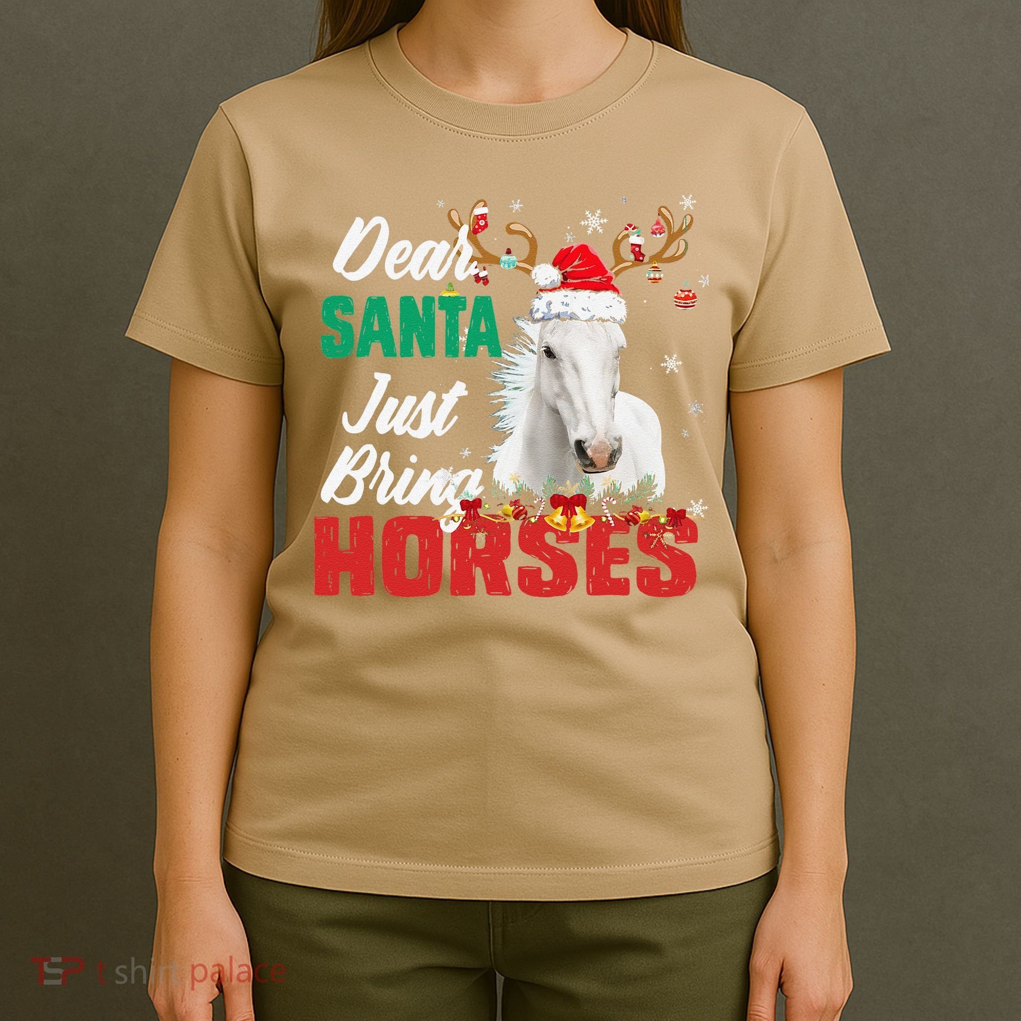 Dear Santa Just Bring Horses Lovers Christmas Xmas Funny T-Shirt