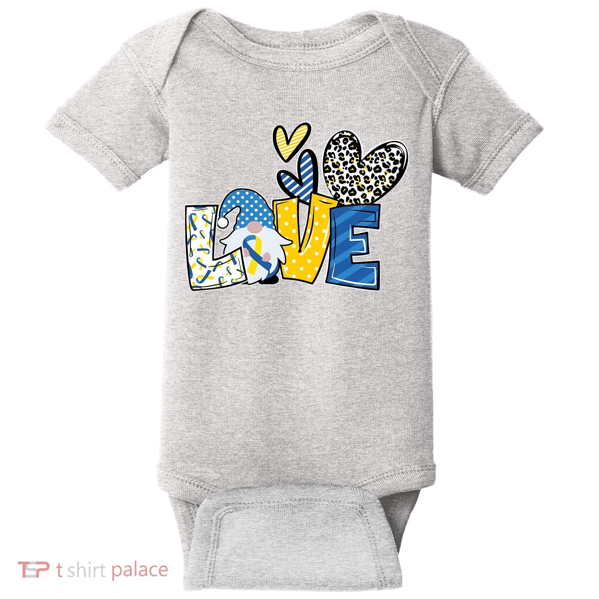 Down Syndrome Love Gnome Awareness Baby Bodysuit