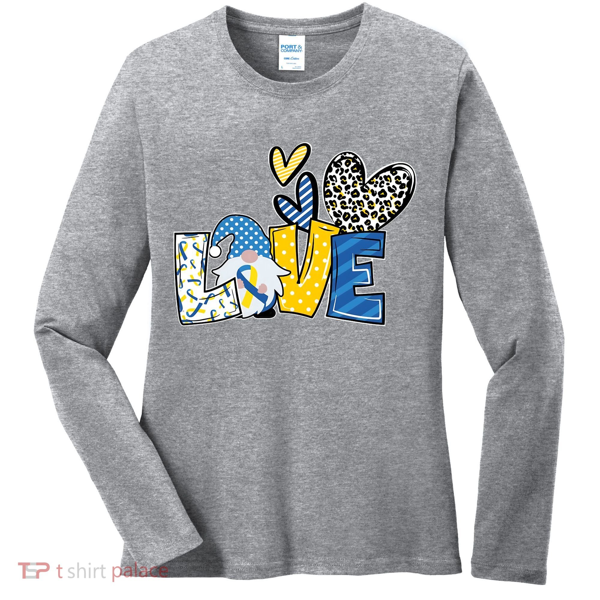 Down Syndrome Love Gnome Awareness Women's Long Sleeve Shirt