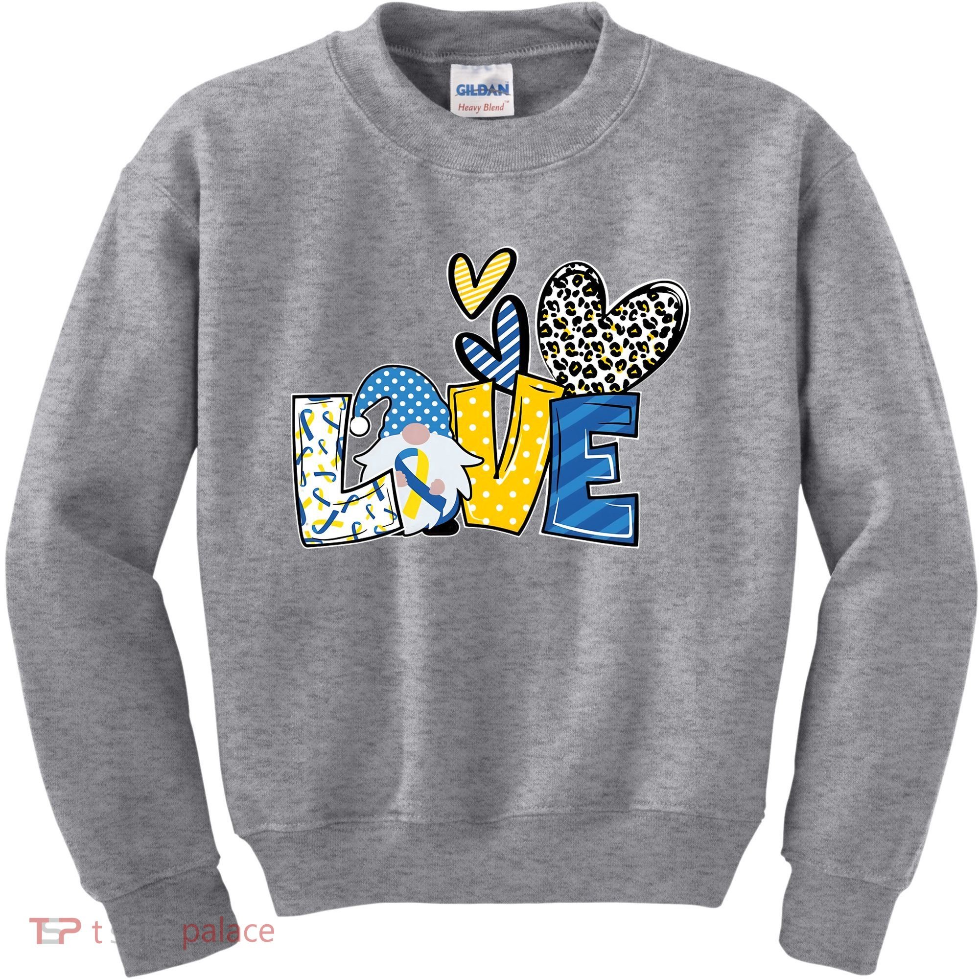 Down Syndrome Love Gnome Awareness Kids Sweatshirt