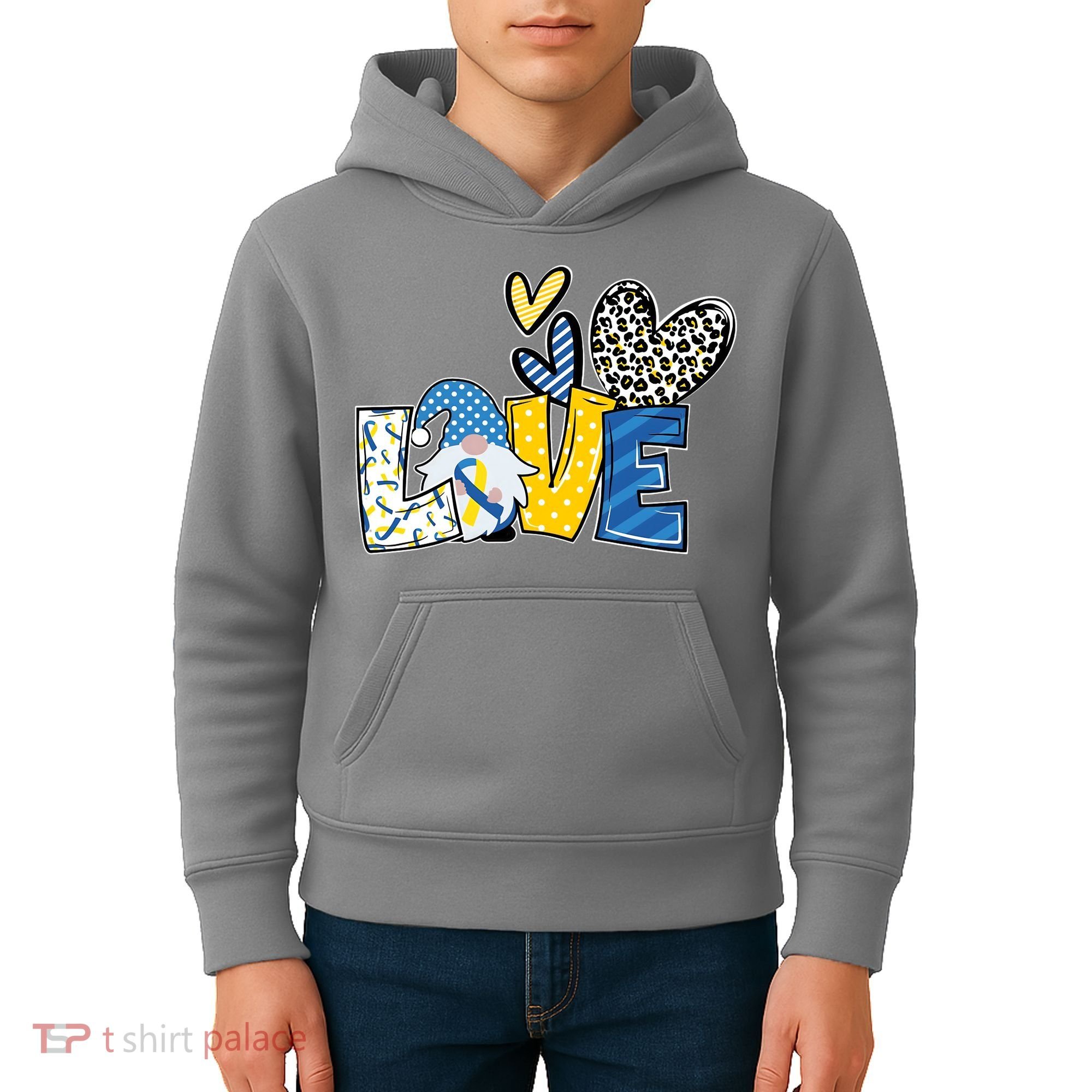 Down Syndrome Love Gnome Awareness Kids Hoodie