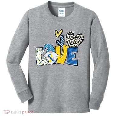 Down Syndrome Love Gnome Awareness Kids Long Sleeve Shirt