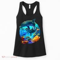 Dolphin Sea Life Save The Ocean Marine Biology Aquarium Women's Tank Top thumb 0