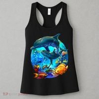 Dolphin Sea Life Save The Ocean Marine Biology Aquarium Women's Tank Top thumb 3