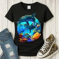 Dolphin Sea Life Save The Ocean Marine Biology Aquarium Women's T-Shirt thumb 3
