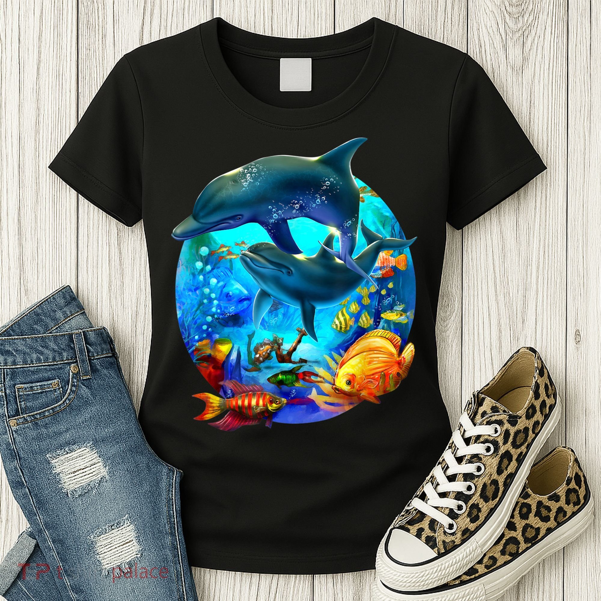 Dolphin Sea Life Save The Ocean Marine Biology Aquarium Women's T-Shirt