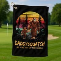 Daddy Squatch Like A Dad Way More Squatchy Retro Fathers Day Golf Towel thumb 1