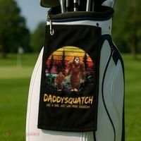 Daddy Squatch Like A Dad Way More Squatchy Retro Fathers Day Golf Towel thumb 2