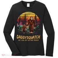 Daddy Squatch Like A Dad Way More Squatchy Retro Fathers Day Women's Long Sleeve Shirt thumb 0