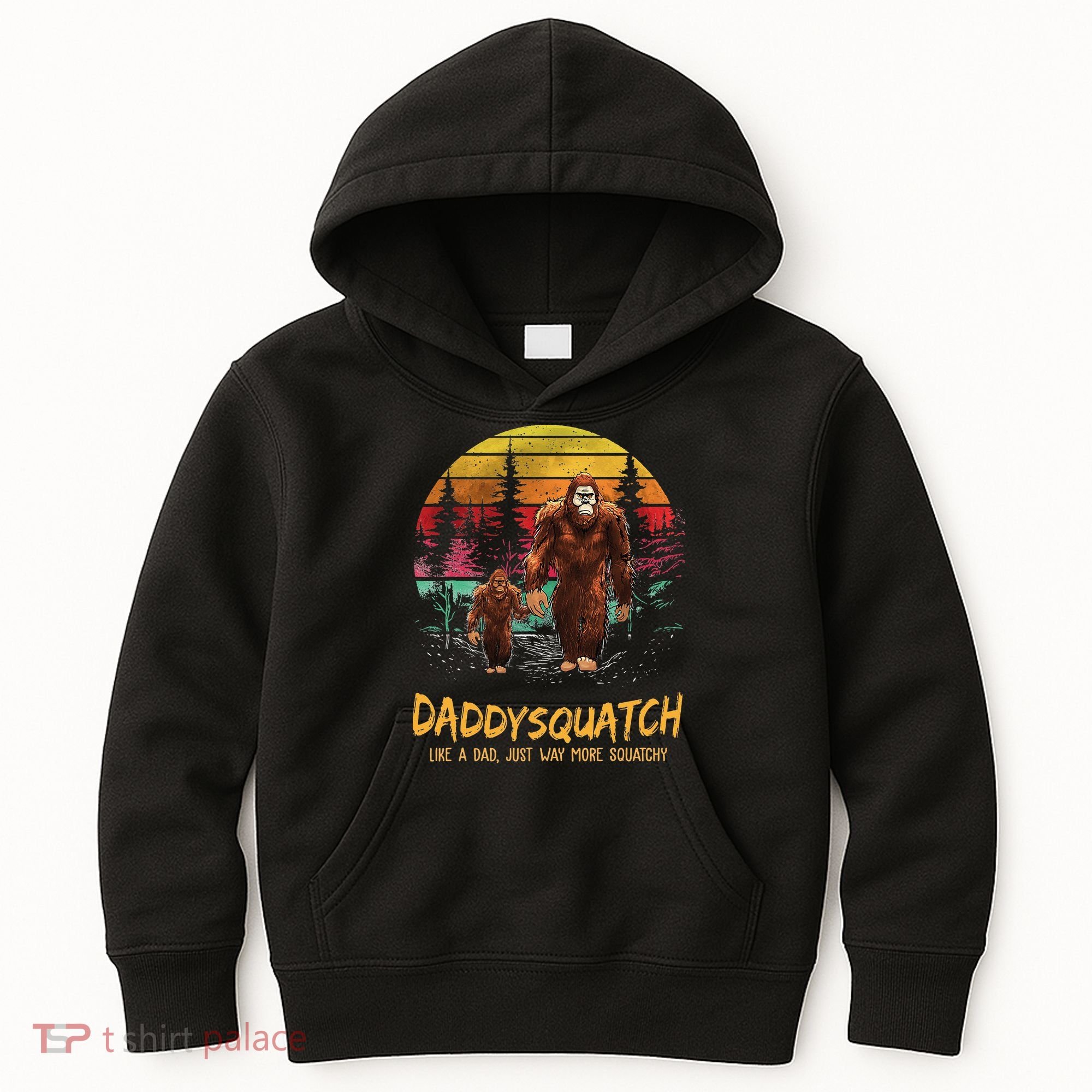 Daddy Squatch Like A Dad Way More Squatchy Retro Fathers Day Kids Hoodie