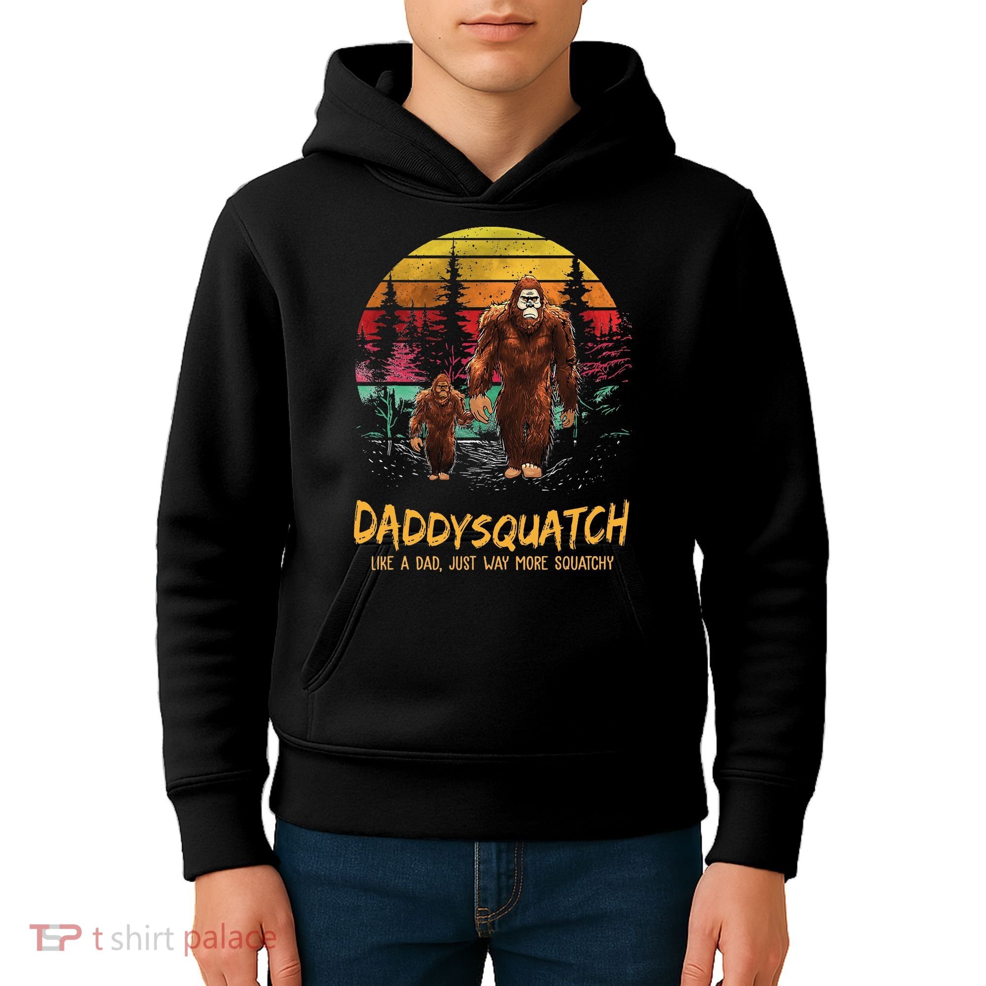 Daddy Squatch Like A Dad Way More Squatchy Retro Fathers Day Kids Hoodie