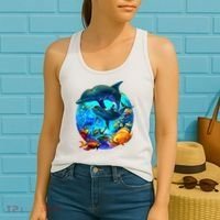 Dolphin Sea Life Save The Ocean Marine Biology Aquarium Women's Tank Top thumb 2