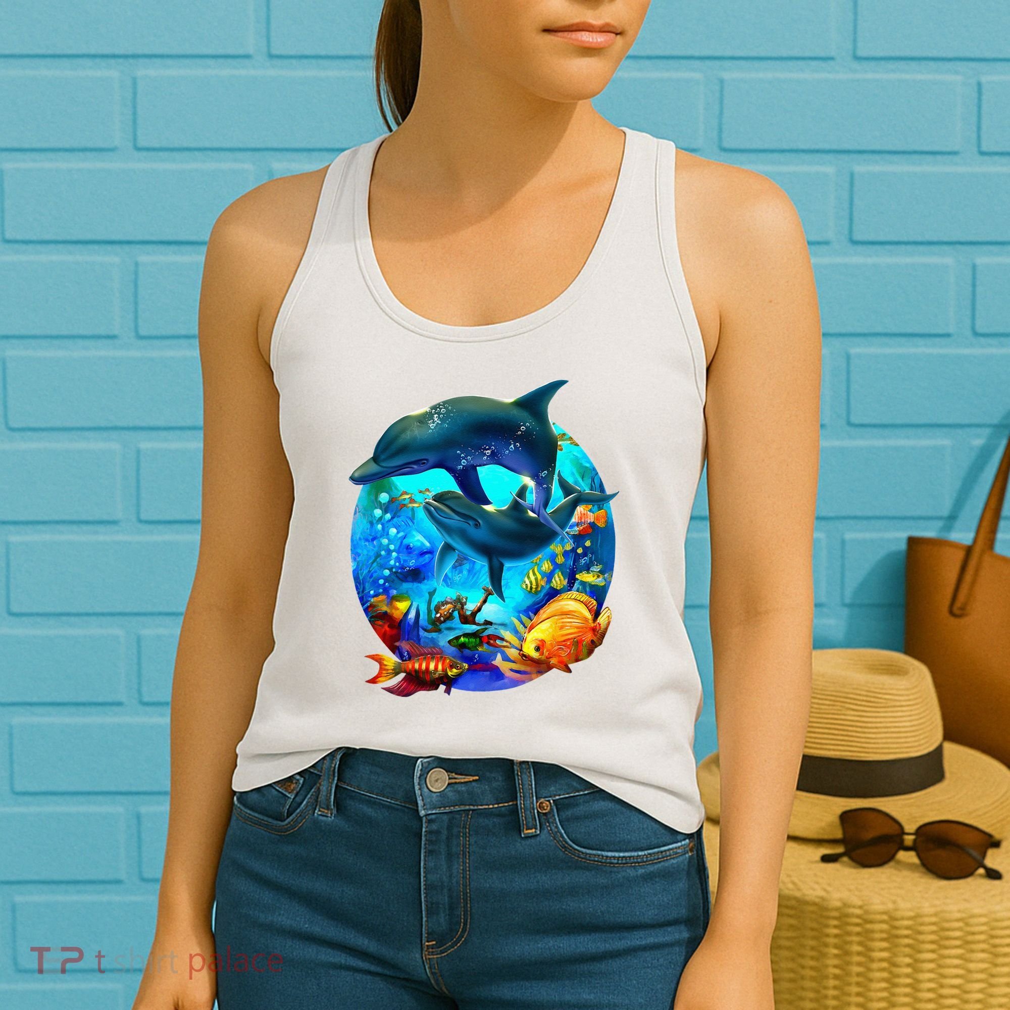 Dolphin Sea Life Save The Ocean Marine Biology Aquarium Women's Tank Top