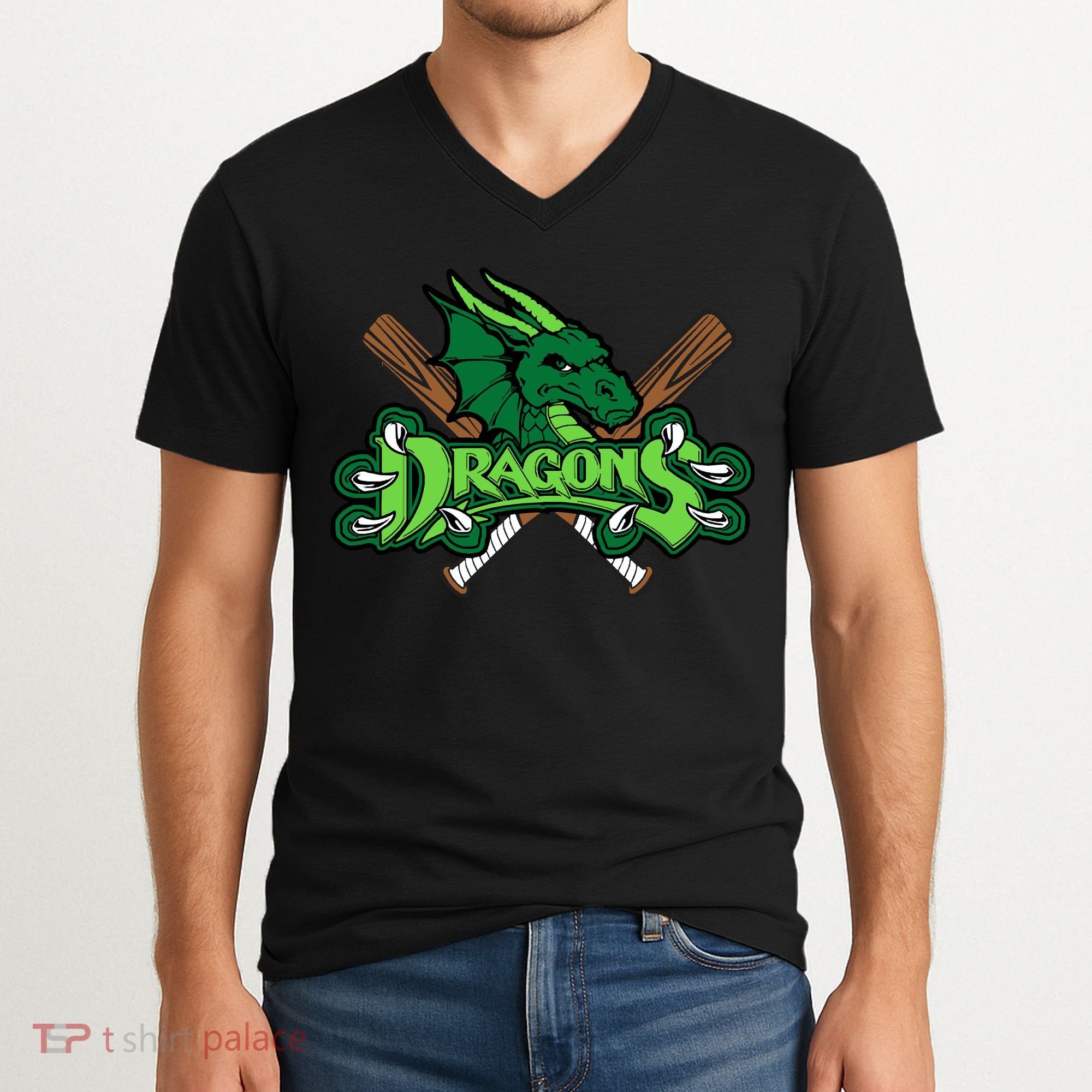 Dragons Sports Logo V-Neck T-Shirt