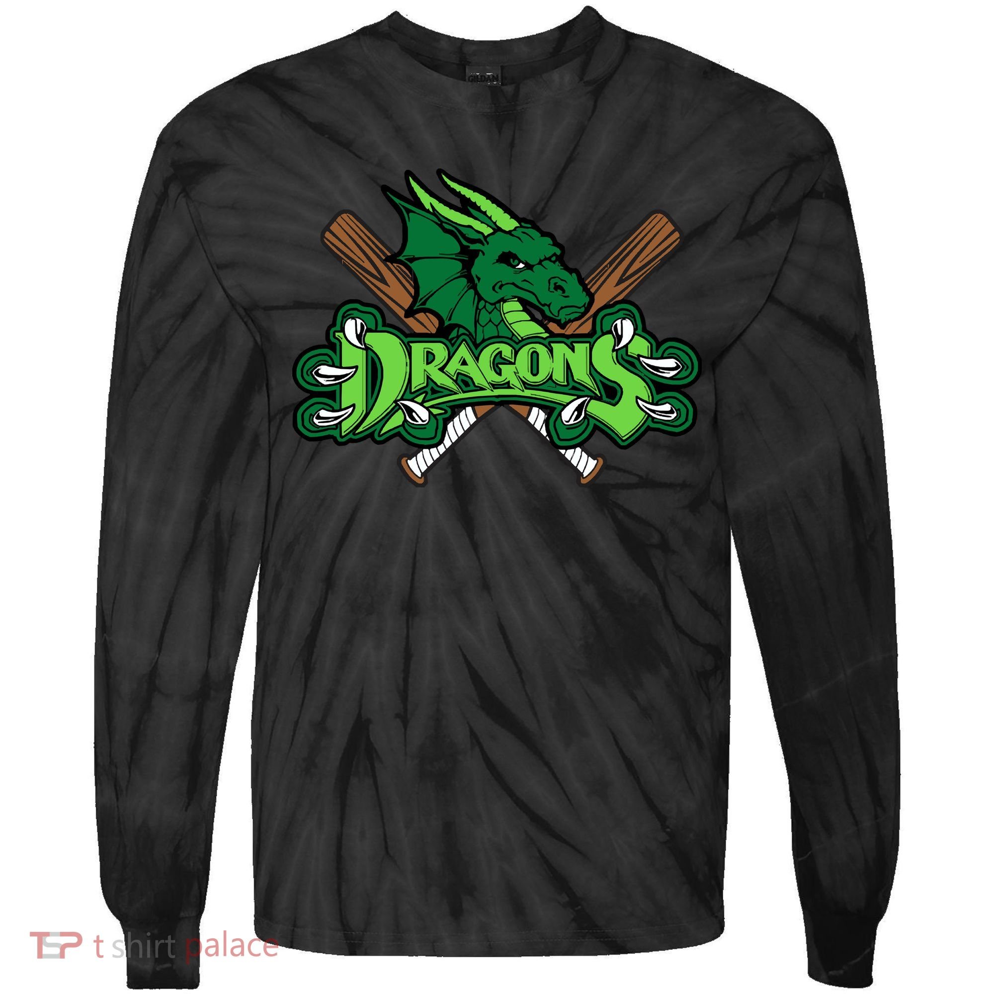 Dragons Sports Logo Tie-Dye Long Sleeve Shirt