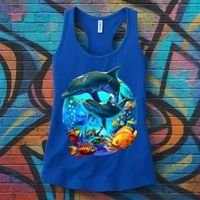 Dolphin Sea Life Save The Ocean Marine Biology Aquarium Gift Women's Tank Top thumb 3