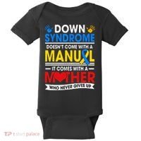 Down Syndrome Mom A Mother Never Gives Up Awareness Gift Baby Bodysuit thumb 0