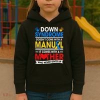Down Syndrome Mom A Mother Never Gives Up Awareness Gift Kids Hoodie thumb 3