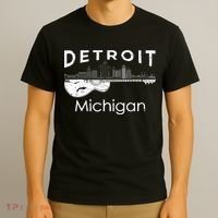 Detroit Souvenir Michigan Music Electric Guitar T-Shirt thumb 3