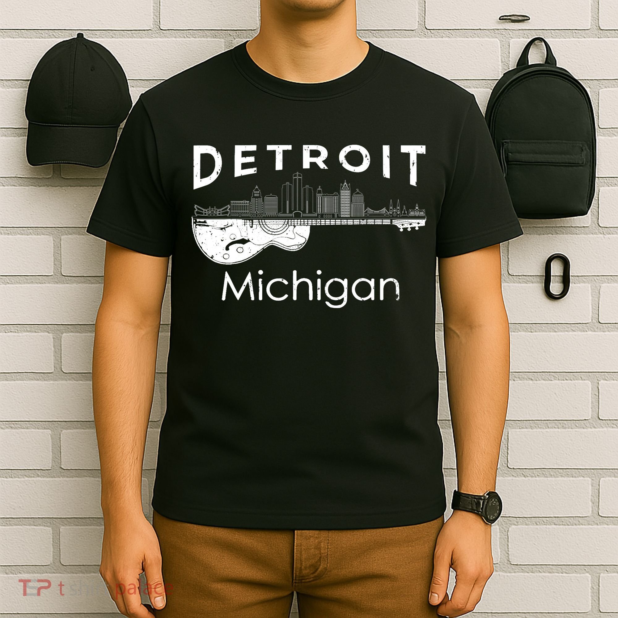 Detroit Souvenir Michigan Music Electric Guitar T-Shirt
