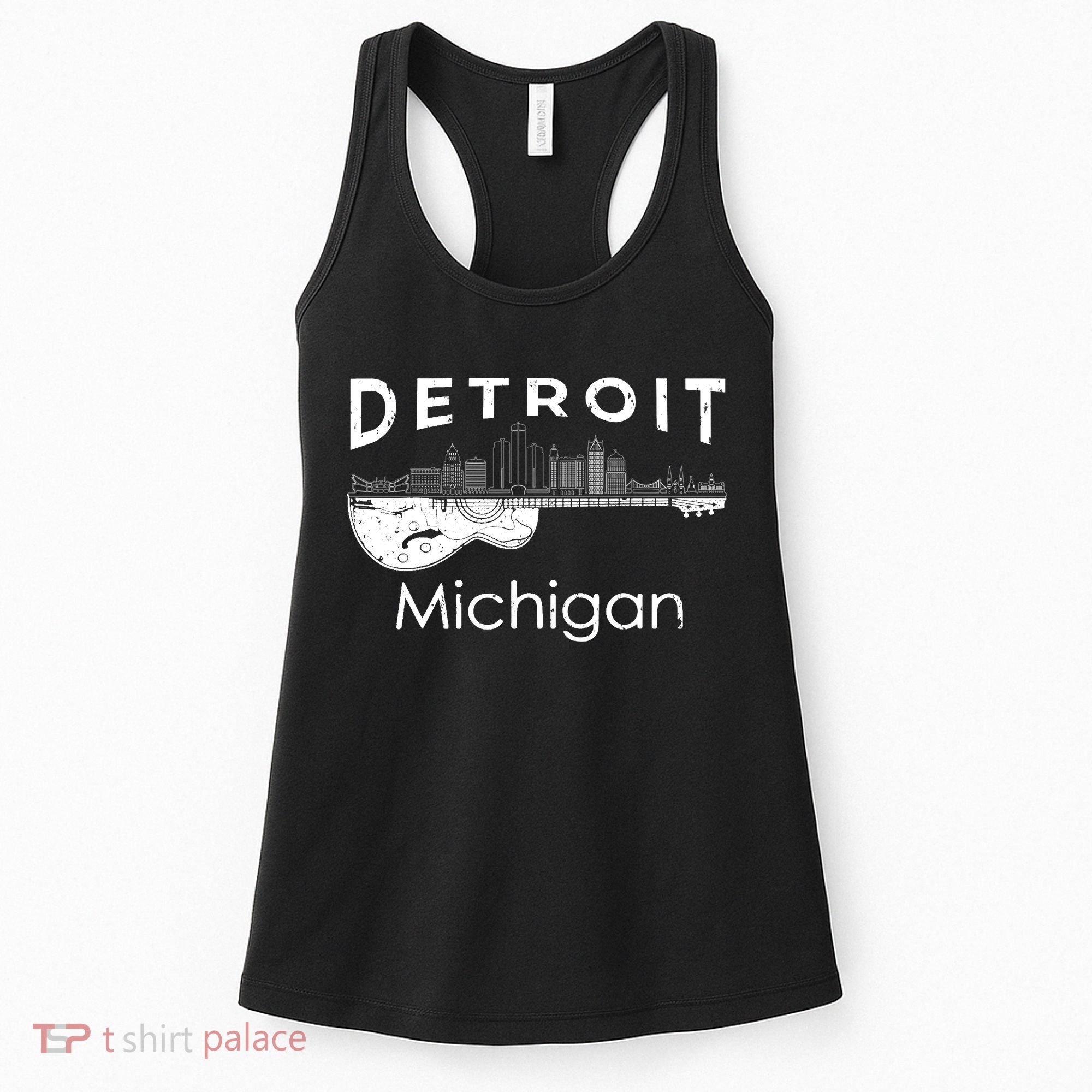 Detroit Souvenir Michigan Music Electric Guitar Women's Tank Top