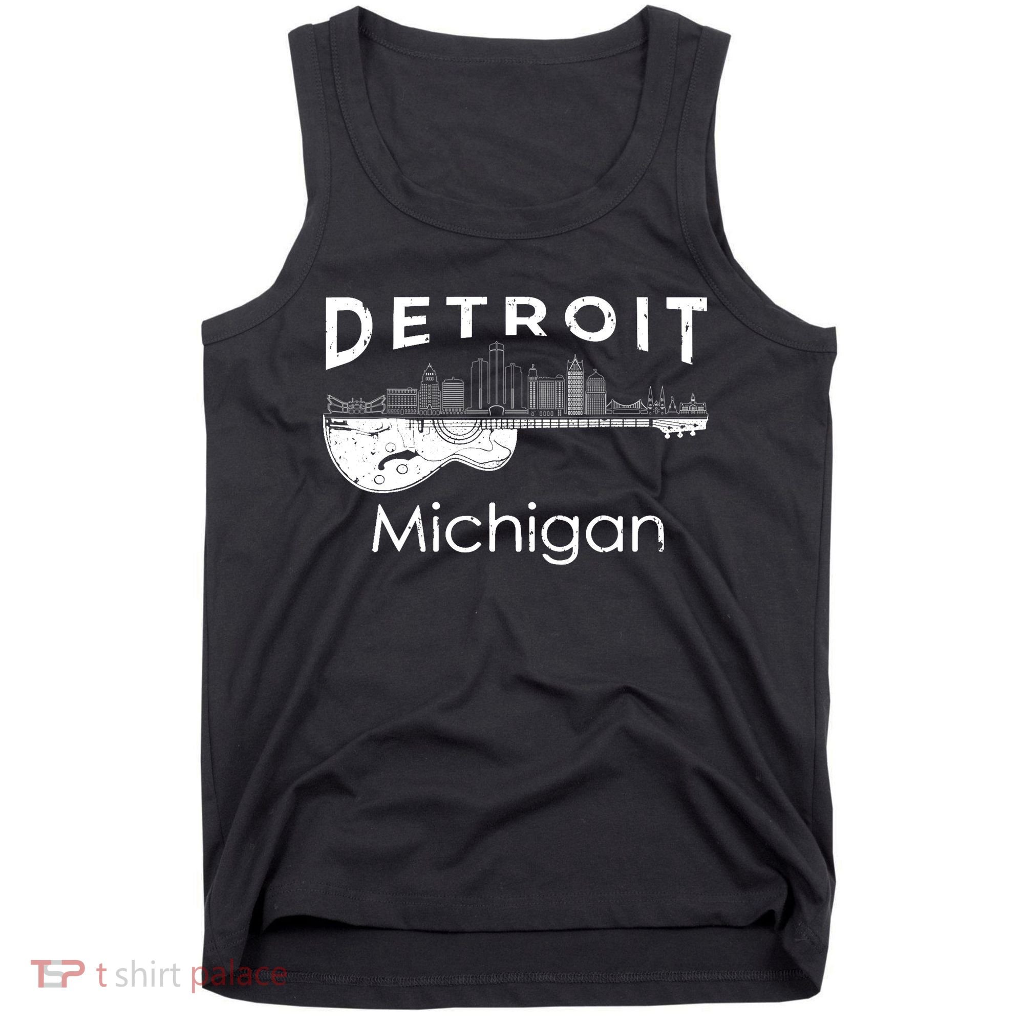 Detroit Souvenir Michigan Music Electric Guitar Tank Top