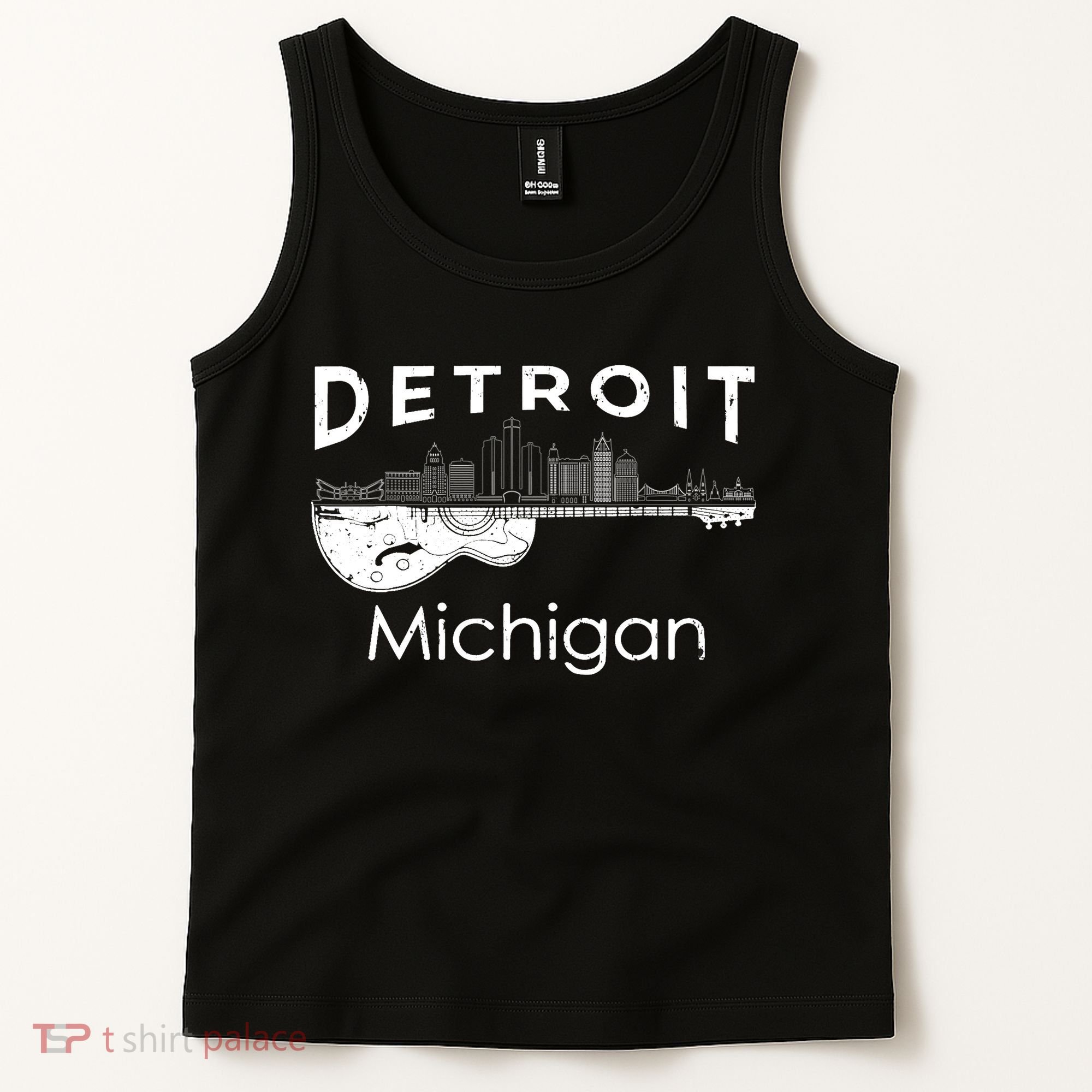 Detroit Souvenir Michigan Music Electric Guitar Tank Top