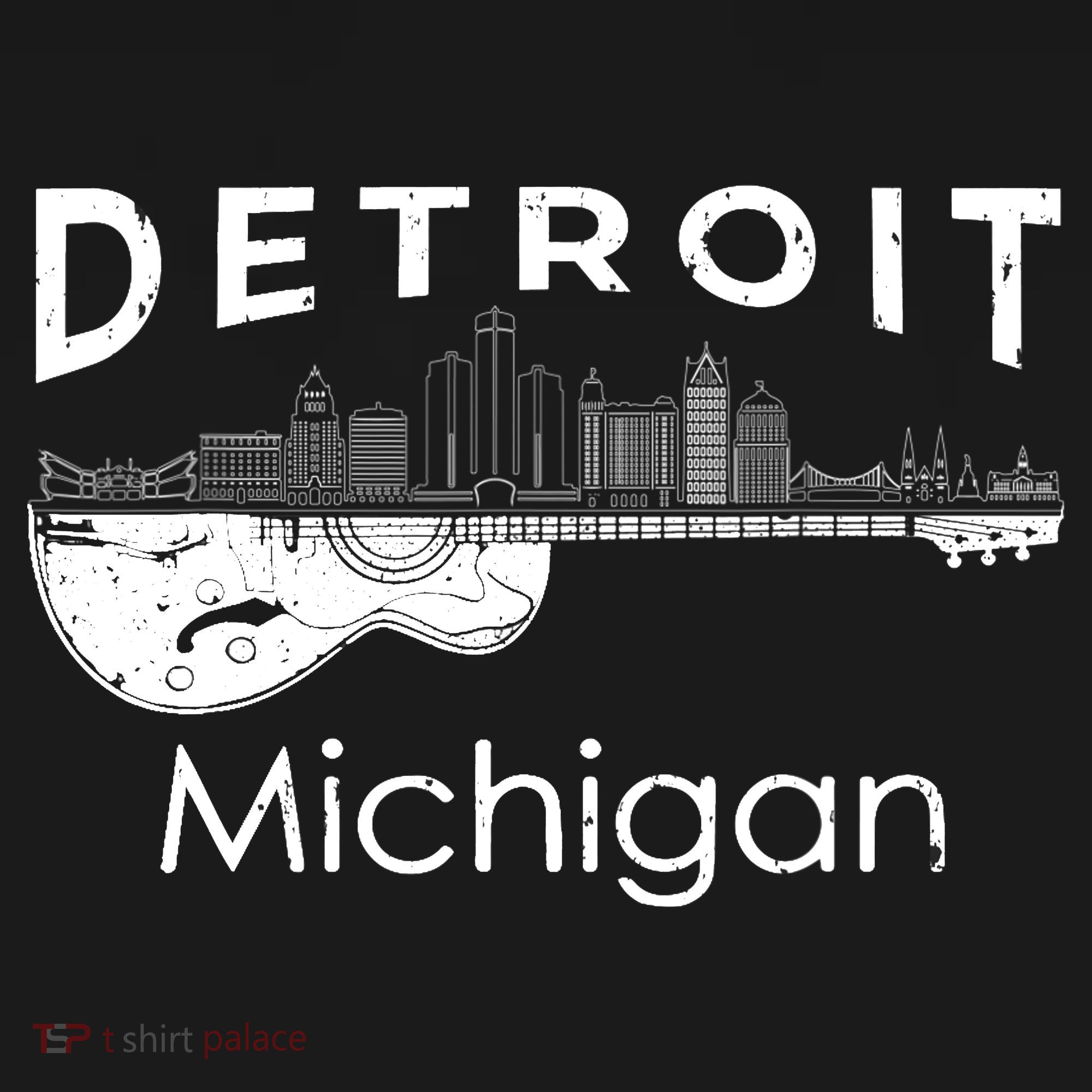 Detroit Souvenir Michigan Music Electric Guitar Women's Long Sleeve Shirt