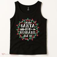 Dear Santa My Husband Did It Funny Christmas Pajama Tank Top thumb 2
