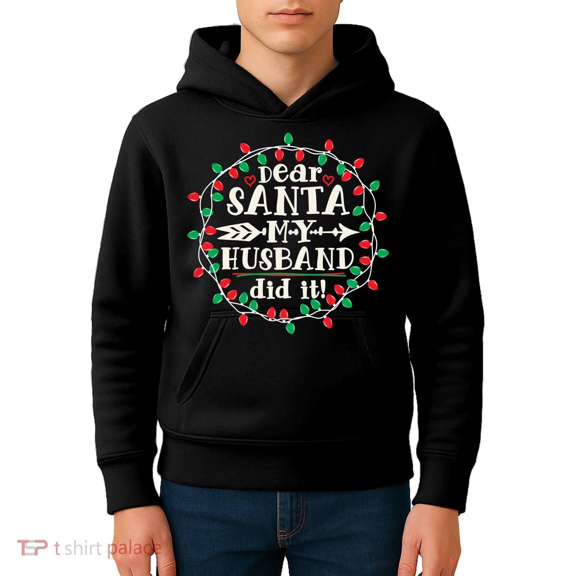 Dear Santa My Husband Did It Funny Christmas Pajama Kids Hoodie